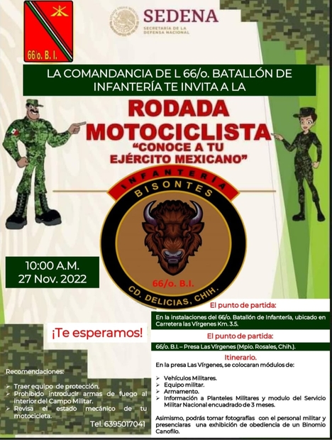 El 66o. Batallón de Infantería invita a su Rodada Motociclista el ...